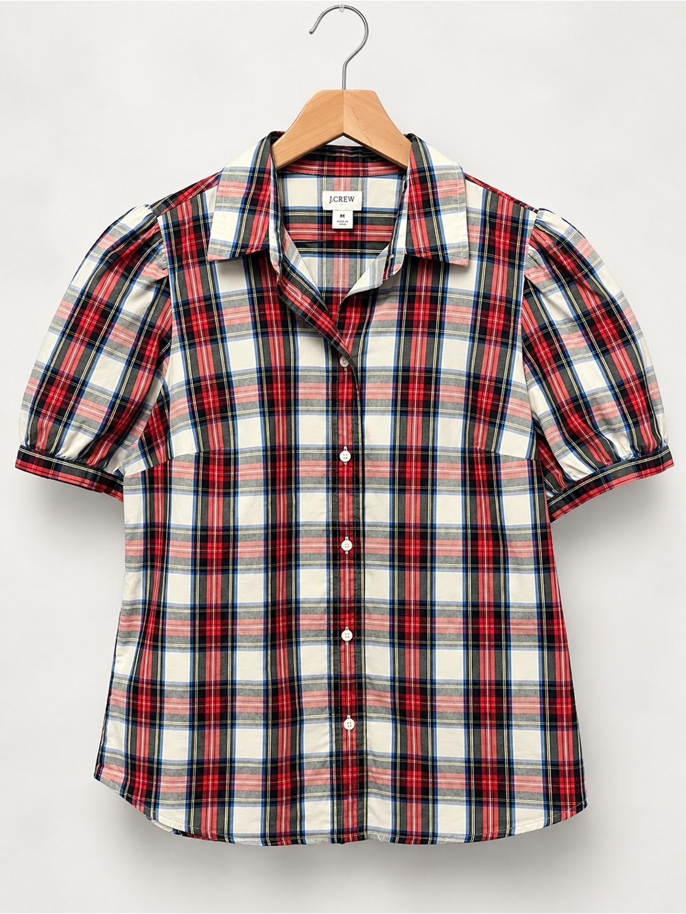 J. Crew Plaid Puff-Sleeve Button-Down Shirt (rack)